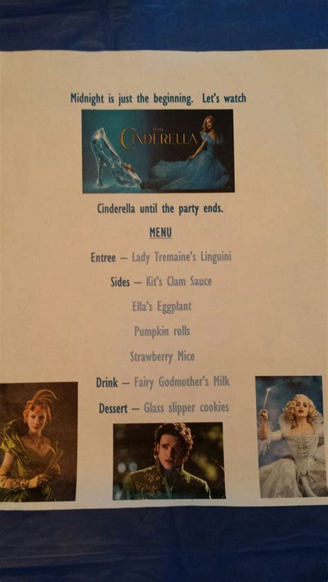 Cinderella Movie Night Menu - Disney Dinner Night