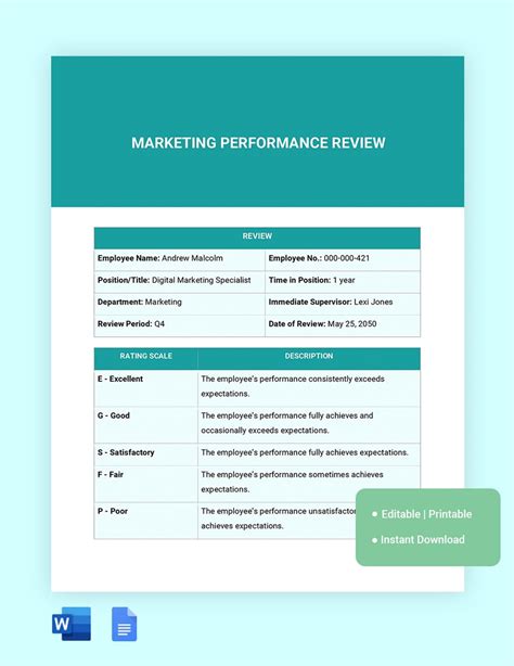 Marketing Review Template