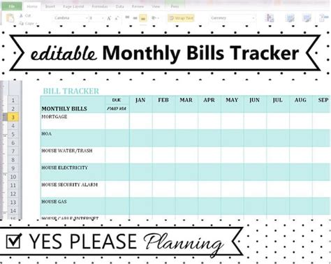 Excel Bill Tracker Template