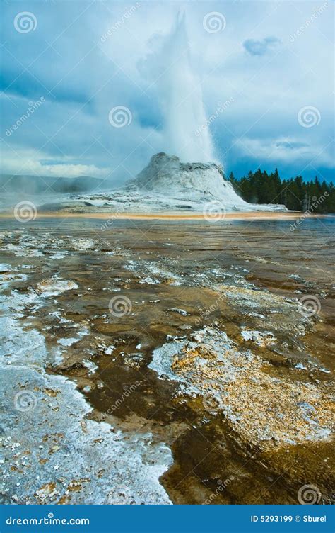 Erupting geyser stock image. Image of landscape, clouds - 5293199