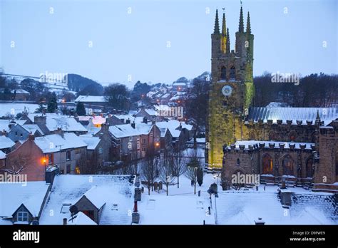 Cathedral of the Peak in snow, Tideswell, Peak District National Stock ...