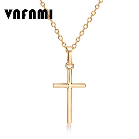 Cross Necklace Women/Men Jewelry Wholesale Trendy 2Color Silver Plated/18K Real Gold Plated ...