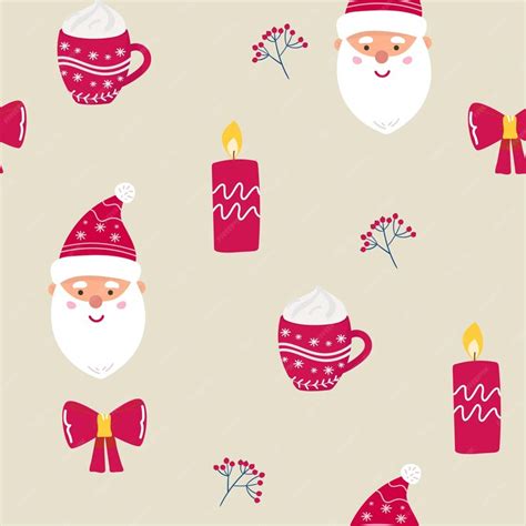 Premium Vector | Seamless christmas pattern with cartoon santa claus ...