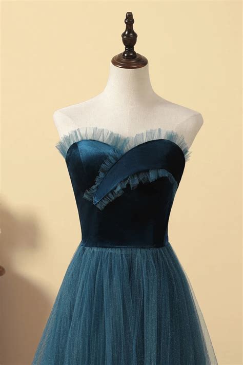 Prom Dresses,peacock Blue Prom Dress Sleeveless Bridal Dress Sweetheart ...