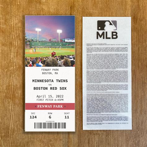 Boston Red Sox Customizable Replica Ticket Stub 2022 Baseball - Etsy