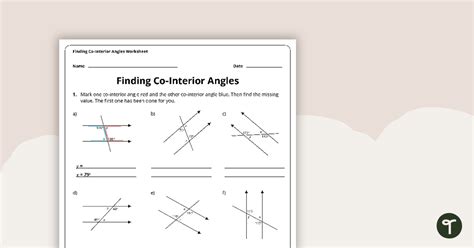 Finding Co-Interior Angles Worksheet | Teach Starter