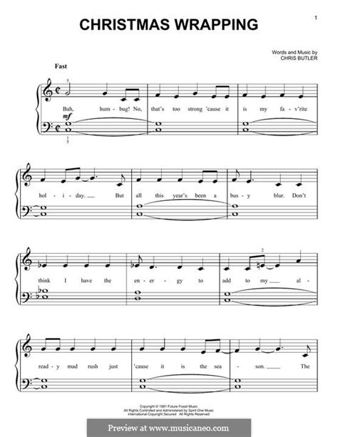 Christmas Wrapping (The Waitresses) by C. Butler - sheet music on MusicaNeo