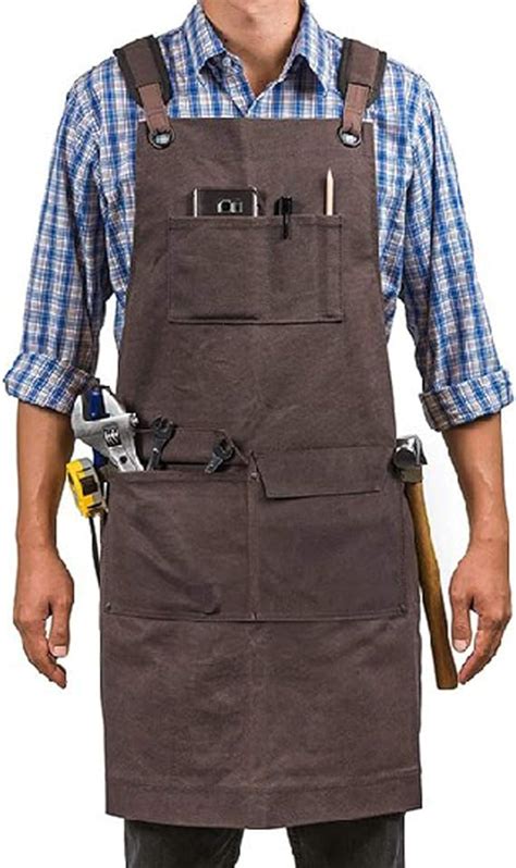 Amazon.com: Heavy Duty Waxed Canvas Work Apron with Pockets,Woodworking ...