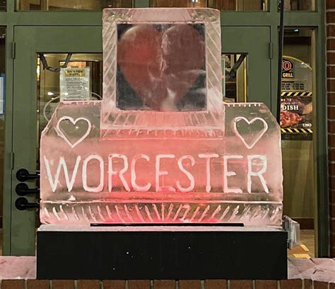 Springfield artist carves 6-foot heart-shaped sculpture out of ice for Worcester’s Hilton Garden ...