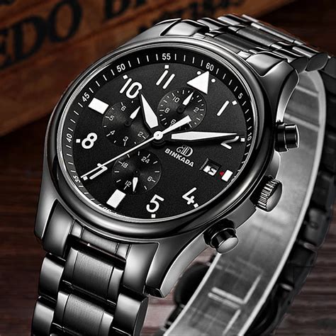 Black Military Mechanical Watches Men Function Watch Automatic Full ...