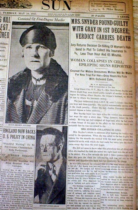 1927 display newspaper RUTH SNYDER MURDER TRIAL Guilty Verdict w DEATH SENTENCE | eBay