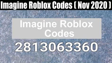 Imagine Roblox Code (Nov 2020) A New Code For Roblox Game- Everyone Must Watch! - YouTube