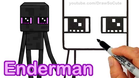 How to Draw Minecraft Enderman Cute step by step Easy