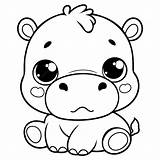 Adorable Baby Hippo Coloring Page Free Printable For Kids  Premium AI sketch template