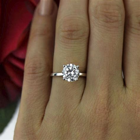 2 Ct Classic Solitaire Engagement Ring, Man Made Diamond Simulant, 4 ...