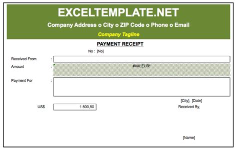 Payment Receipt Excel Template » The Spreadsheet Page