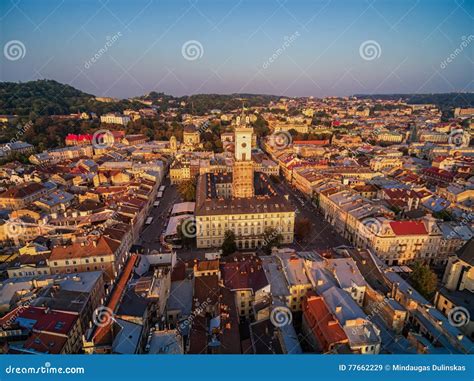 LVIV, UKRAINE - SEPTEMBER 11, 2016: Lviv City in Ukraine. Old Town with City Hall and Tower ...