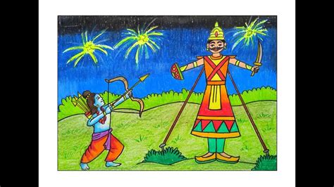 How To Draw Dussehra Scenery Dussehra Drawing Ravana Dahan Drawing | Images and Photos finder