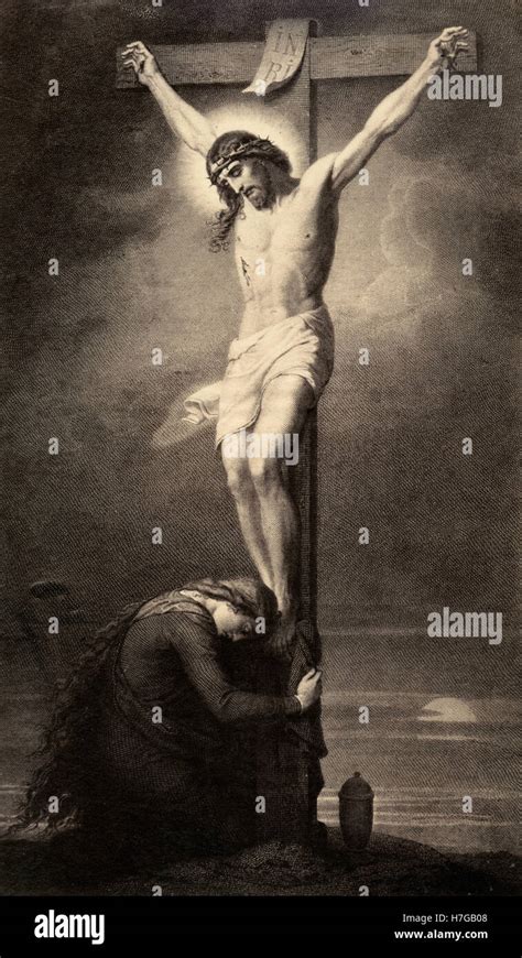 Mary Magdalene at the cross, print Stock Photo - Alamy