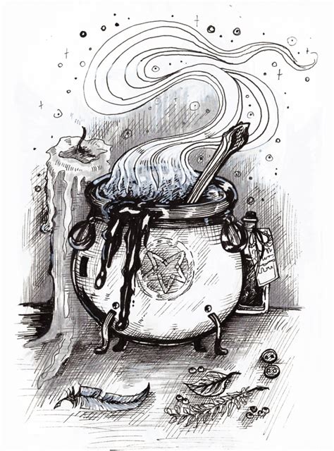 Inktober #3 witch`s cauldron by GrigorievAV.deviantart.com on @DeviantArt | Schizzi d'arte ...