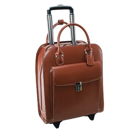 McKlein UPTOWN, Vertical Wheeled Ladies' Laptop Briefcase, Top Grain Cowhide Leather, Brown ...