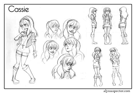 some cartoon character sketches from the animated movie cospie, with different poses and hair