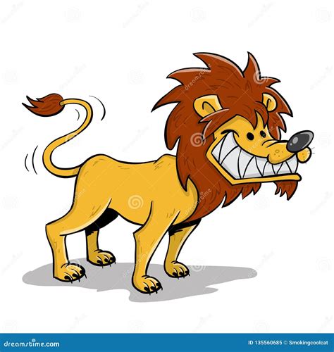 Big Grining Hungry Scary Lion Stock Vector - Illustration of wildlife, africa: 135560685