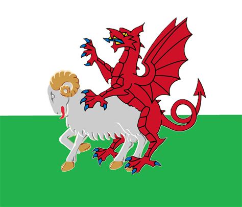 jus designed a new welsh flag. per fess argent and vert, a dragon gules ...