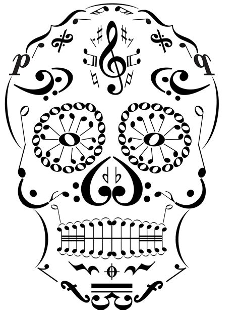 Music Sugar Skull Tattoo by cyborgJed on DeviantArt