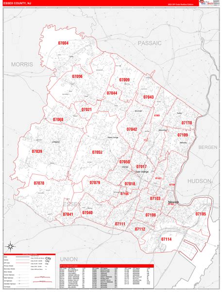 Essex County Wall Map Premium Style