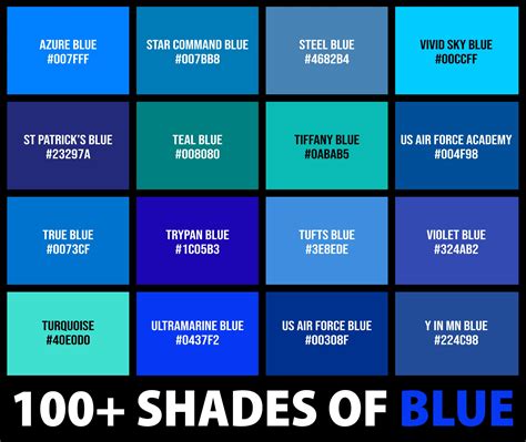 100+ Shades of Blue Color (Names, HEX, RGB, & CMYK Codes) – CreativeBooster