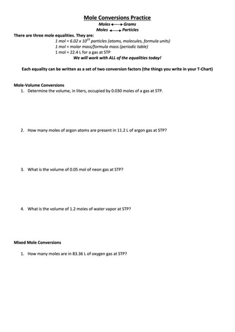 20++ Mole Conversion Worksheet Pdf – Worksheets Decoomo