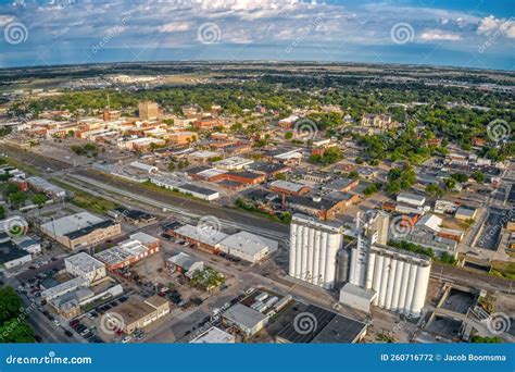 Aerial View of Downtown Grand Island, Nebraska during Summer Stock ...