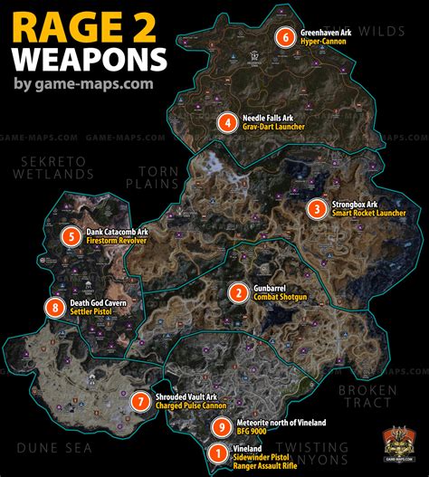 Weapon Locations in Rage 2 Map | game-maps.com