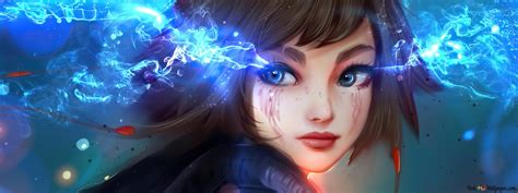 Anime Girl Fantasy Blue Eyes 4K wallpaper download