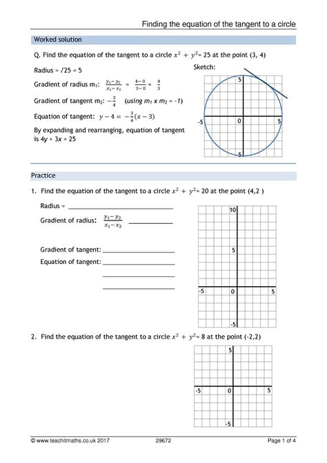 Equations Of Circles Worksheet | Worksheet for Education