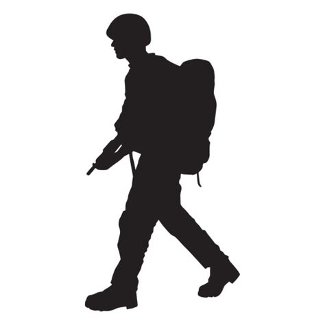 Walking Soldier With Weapon Silhouette PNG & SVG Design For T-Shirts