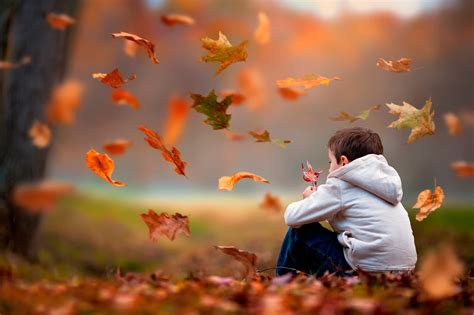 leaves, boy, autumn, children - Coolwallpapers.me!