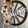 Wooden Welcome Unfinished Wood Words DIY Projects Door Hanger Wreath ...