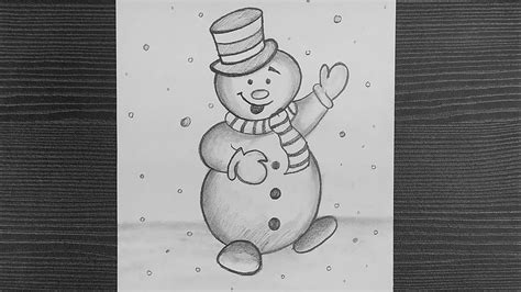 How To Draw A Cute Snowman || Snowman Drawing Easy || Merry Christmas Drawing || Pencil Drawing ...