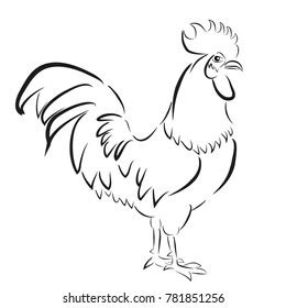 Open Book Outline Clipart Of Rooster