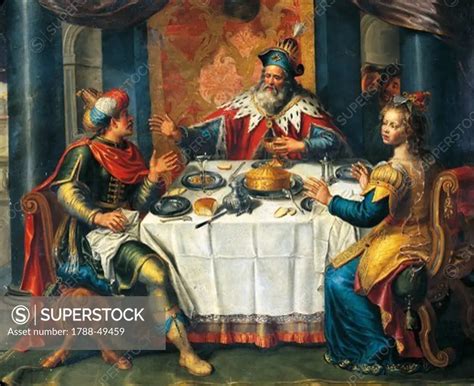 The banquet given by King Ahasuerus to Esther and Haman, 17th century ...