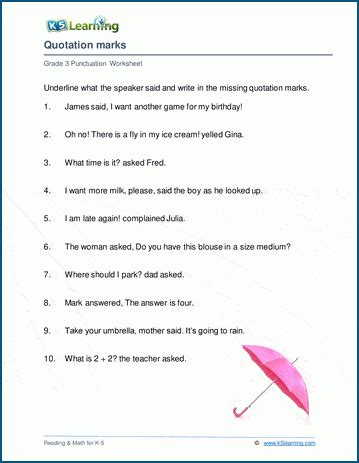 quotation mark worksheet punctuation worksheets quotation marks - 18 ...