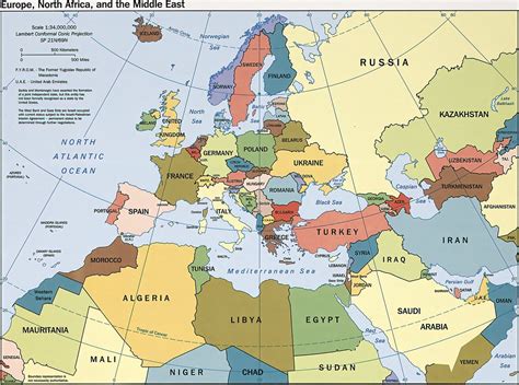 2000 CIA Map of Europe, North Africa, the Middle East Home School Poster Print | eBay