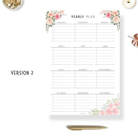 Floral Yearly Planner Printable – mrsneat