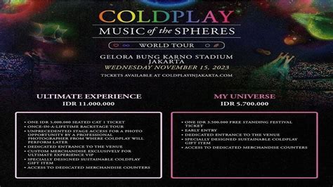 Harga Tiket Konser Coldplay di Jakarta Mulai Dari Rp800 Ribu