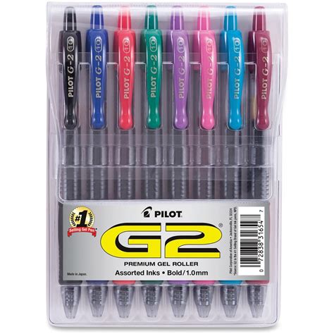 Pilot G2 Retractable Gel Pens, Bold Point - 8 / Pack - Assorted Colors - ForMyDesk.com