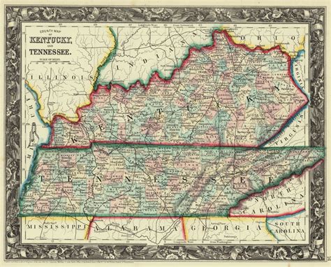 Kentucky Tennessee County Map