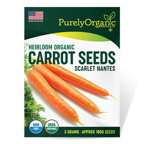 Purely Organic Heirloom Carrot Seeds (Scarlet Nantes) - Approx 1800 ...