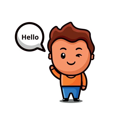 Cute boy Leo speaking hello message cartoon character . 21383776 Vector ...